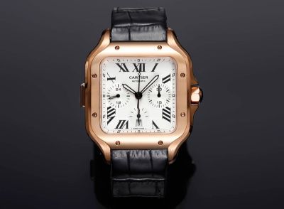 Cartier Santos WSSA0017 Rose Gold Case Dandong 7750 Movement 43.3mm Italian Leather Band Watch